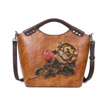 Natūralios odos moteri&scaron;kos rankinės Vintage Rose Reljefiniai pečių krep&scaron;iai Moteri&scaron;ki madingi krep&scaron;iai 27cm*13cm*33cm