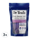 Dr. Teal's Pure Epsom druskos mirkymo tirpalas, raminantis ir miegas su levandomis, 450 g, 3 vnt.