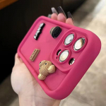 Mielas 3D Bear kavos animacinio filmo silikoninis dėklas, skirtas iPhone 16 15 12 11 13 14 Pro Max 7 8 Plus X Xs Xr 15pro 14pro 15plus mink&scaron;tas matinis dangtelis iPhone 12 Pro Max