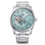 [ORIENT] ORIENT automatinis laikrodis &Scaron;iuolaikinis pusiau skeletas mechaninis automatinis buitinis gamintojo garantija atvira &scaron;irdelė RN-AR0009L vyri&scaron;kas &scaron;viesiai mėlynas sidabras
