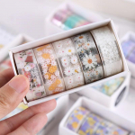&bdquo;5Rolls Kawaii&ldquo; skaidrios lipdukų juostos &bdquo;pasidaryk pats&ldquo; dekoratyvinės medžiagos juostos eskizų knygelės lipdukai mokykliniai reikmenys japoni&scaron;kos ra&scaron;tinės reikmenys