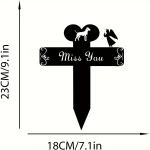 Metalinis &scaron;uns memorialinis kuolas Naminių gyvūnų memorialinis sodo kuolas Pagarbos dekoras naminiams gyvūnams, Puiki dovana netekus augintinio sodui ar kiemui juoda
