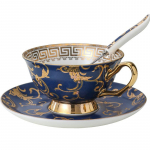 &bdquo;Europe Bone China&ldquo; kavos puodelis, kavinės arbatos reikmenys, &scaron;auk&scaron;tų rinkinys, prabangus keraminis puodelis, auk&scaron;čiausios kokybės porcelianinis arbatos puodelis, vakarėlių indai mėlyna