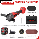 ONEVAN 125MM Akumuliatorinis kampinis &scaron;lifuoklis 2in1 poliravimui M14 Pjovimo diskas Metalui, Medienai Maitinamas įrankis Makita 18V Akumuliatoriui Pin 2Battery1EU Plug Box
