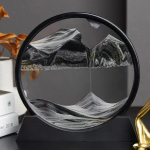 3D judantis smėlis meno paveikslas Apvalus stiklas Giliavandenis smėlio peizažas Smėlio laikrodis smėlis tekantis smėlis Tapyba Biuro namų dekoro dovana 1PC juoda