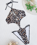 Moteri&scaron;ki maudymosi kostiumėliai Leopardo ra&scaron;to apynasriu kaklas Sexy Open Back Kaklarai&scaron;čiai Vientisai maudymosi kostiumėliai Bikini Paplūdimio apranga maudymosi kostiumėliai S leopardas