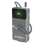 Powerbank K31 Pro 20000mAh su susukamu USB-C kabeliu 45W - pilkas