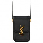 Saint Laurent Ysl Solferino Auksinis raidžių logotipas Spaudžiamoji sagtelė Lygios odos Mini rankinė per petį Vyri&scaron;ki krep&scaron;iai Juoda 753963-BWR0W-1000 Basic Set (Bag+Dust Bag)