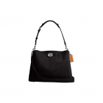 Coach Willow 32 Užsegimas užraktu Džinsinis ir ver&scaron;io odos Didelė moteri&scaron;ka rankinė per petį Juoda CS243-LHBLK Basic Set (Bag+Dust Bag)