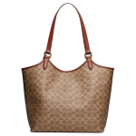 Coach 32 diena Klasikinis monogramos ra&scaron;to dirbtinės odos pirkinių krep&scaron;ys Moteri&scaron;ki pirkinių krep&scaron;iai Ruda Geltona C6336-B4XHG Basic Set (Bag+Dust Bag)