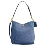 Coach Willow 27 mink&scaron;to audinio džinsinis kibiro formos krep&scaron;ys Moteri&scaron;ki krep&scaron;iai Tamsiai mėlynas CAT44-B4RHO Basic Set (Bag+Dust Bag)