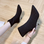 A&scaron;trus priekis Su kulnu Moteri&scaron;ki Ankle Boots Ruduo Žiema Elastingi Moteri&scaron;ki Trumpi Batai Naujiena Stilingi ir Eleganti&scaron;ki Batai Su Nuolaida 34