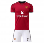 Man Utd Ronaldo 7# Vaikų futbolo mar&scaron;kinėlių rinkinys 150-160cm Raudonas Poliesterio Sportinė apranga 120-130 CM raudona
