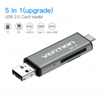 Vention Micro SD kortelių skaitytuvo adapteris Type C Micro USB3.0 SD kortelės adapteris MacBook ne&scaron;iojamam kompiuteriui Upgrade USB 2.0 pilka spalva