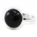 Bague Argent 'D&eacute;esse Noir de Jais' noir