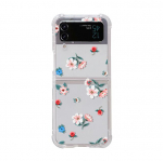 Skirta Samsung Galaxy Z Flip 4 3 dėklui &Scaron;viežios gėlės, dažytos permatomos silikoninės apyrankės, sulankstomos, atsparios smūgiams, galinio dangtelio priedai for Galaxy Z Flip 3