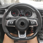WCaRFun Customize Black Suede automobilio vairo dangtelis, skirtas Volkswagen VW Golf R MK7 Golf 7 GTI VW Polo GTI Scirocco 2015 m. Style 4