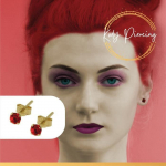 KODY PIERCING 9 karatų aukso auskarai ir 3 mm raudono kri&scaron;tolo rinkinys