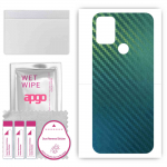 apgo Protective Skin Sticker for the back compatible with HTC Wildfire E2 Plus, Wrap Film, Foil, Vinyl - Pattern Carbon Chameleon CAKA1