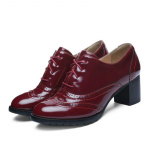 Moteri&scaron;ki Brogues Batai Auk&scaron;takulniai Derby Oxford Batai Moteris 34 vyno raudonos spalvos