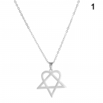 Klasikiniai paprasti Heartagram Star Heart nerūdijančio plieno pakabukai karoliai papuo&scaron;alai sidabras