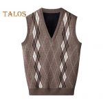 Vyri&scaron;ka mezgimo liemenė V formos i&scaron;kirpte be rankovių su pastorintu pliu&scaron;iniu pamu&scaron;alu Liemenė Rombo linijos ra&scaron;tai Žiemos liemenės megztinis L chaki