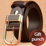 Vyri&scaron;kas Paulo diržas su sagtimi, autenti&scaron;kas polo dizainas [nemokamas smūgis] 3.8 with leather gold buckle coffee