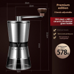 Ne&scaron;iojamas 304 nerūdijančio plieno rankinis kavos malūnėlis 8-speed premium coffee machine