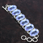 Fasetuotas tanzanito kvarco apyrankė tikro brangakmenio apyrankė 925 sterlinginio sidabro apyrankė reguliuojama grandinėlė apyrankė rankų darbo papuo&scaron;alas dovanai Adjustable