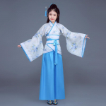 Vaikai Mergaitės Hanfu Sceninis drabužis Klasikinio &scaron;okio drabužis Kini&scaron;ko stiliaus Hanfu 130 mėlyna