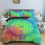Etninis Bohemi&scaron;kas Mandala Antklodės Užvalkalas King Queen Europieti&scaron;kas Gėlės Vintažinis Patalių Komplektas Geometrinis Retro Stilius Poliesterio Antklodės Užvalkalas 70x133cm