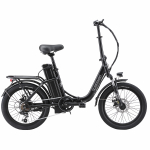 SINOHON C20 Sulankstomas Elektrinis Dviratis Miesto Kelionėms Su Keleivio Sėdyne 250W Variklis 36V18Ah Baterija Miesto Elektrinis Dviratis 20 colių Plentinės Padangos Patogus Elektrinis Dviratis juoda