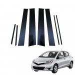 Blizgus juodas durų lango statramsčio stulpų apdailos dangtelio komplektas, skirtas Toyota Yaris 2005-2013 m.
