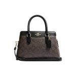 Coach Darcie 26 Užsegimas užtrauktuku Monogramos ra&scaron;tas Dengtas drobės ir lygios odos Mini peties rankinė per kūną Moteri&scaron;ka rankinė Juoda CH174-IMAA8 Basic Set (Bag+Dust Bag)
