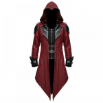 Viduramžių Steampunk žaidimo Žudikai Edwardas Cosplay kostiumas Streetwear Džemperis su gobtuvu Vir&scaron;utinis drabužis Helovino vakarėlis Frakas XXXXXL raudona