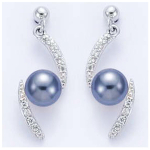 Les Tr&eacute;sors De Lily [I9850] - Boucles Argent 'Sissi' gris argent&eacute; (rhodi&eacute;) - 25x10 mm