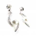 Les Tr&eacute;sors De Lily [I9852] - Boucles Argent 'Sissi' blanc argent&eacute; (rhodi&eacute;) - 25x10 mm