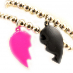 Les Tr&eacute;sors De Lily [L5198] - Bracelets 'Best Friend' rose noir argent&eacute;