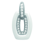 Les Tr&eacute;sors De Lily [L5675] - Pendentif Argent 'Sissi' blanc (c&eacute;ramique) rhodi&eacute; - 15x10 mm