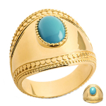 Bague Plaqu&eacute; Or 'Cleopatra' turquoise dor&eacute; - 22 mm