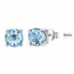Umcho Emerald Topaz Gemstone S925 Sterling Sidabriniai auskarai 8mm dangaus mėlyna spalva