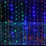 2/3/6m Nuotolinio valdymo LED užuolaidų girliandos Kalėdoms, LED kiemo vakarėliui, vestuvėms, langų dekoravimui, lauko girliandos Naujiesiems metams 3M x 3M įvairiaspalvis