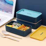 Ne&scaron;iojama prie&scaron;piečių dėžutė vaikams mokyklinė mikrobangų krosnelė plastikinė Bento dėžutė su kilnojamais skyriais salotų vaisių maisto konteinerių dėžutė mėlyna