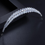 CMM Sparkly kubinio cirkonio lapų formos Vestuvių plaukų aksesuarai Tiara Crown balto aukso spalvos