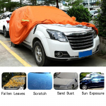 Universalus oranžinis automobilio dangtis lauko saulės dulkių UV apsauga Visas automobilio dangtis vandeniui atsparus auto apsauginis skėtis SUV-YM-4.6X1.85X1.7M