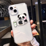 Cartoon mielas permatomas Panda telefono dėklas, skirtas iPhone 11 12 13 Pro Max Xs X Xr 7 8 Plus smūgiams atsparus buferio galinis dangtelis For iPhone Xs Max