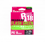 &bdquo;Seaguar PE Line R18 Seabass&ldquo; valas, 150 m, 1 dydis, 19 svarų, &bdquo;Flash Green&ldquo; (8153) žalia