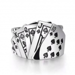 Mados perdėtas atidarymo žiedas žaidimo kortų kri&scaron;toliniai pir&scaron;tų žiedai vyrams moterims, vintage poker party punk 02