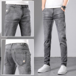 Vasariniai vyri&scaron;ki džinsai Slim Feet Elastic Patch Pants Vyri&scaron;kos korėjieti&scaron;kos jaunimo kelnės