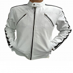 Vyri&scaron;ka avikailio odinė, Biker striukė, Motociklininko striukė, vakarieti&scaron;ka moto striukė, balta odinė striukė, &Scaron;ventinė striukė, Speciali dovana jam XS balta